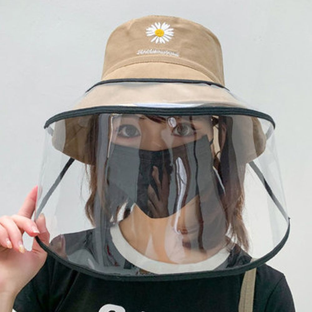 防飛沫漁夫帽可拆式面罩-小雛菊-卡其 (頭圍56-58cm)