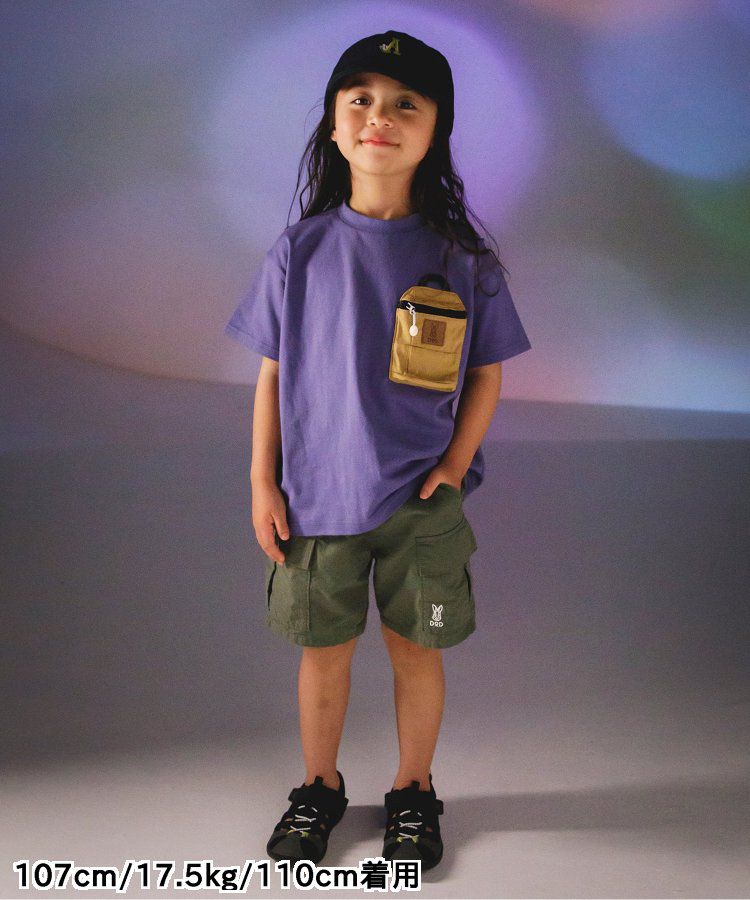 日本 BREEZE - 聯名款 口袋工裝風帥氣4分短褲-撞色-橘藍系