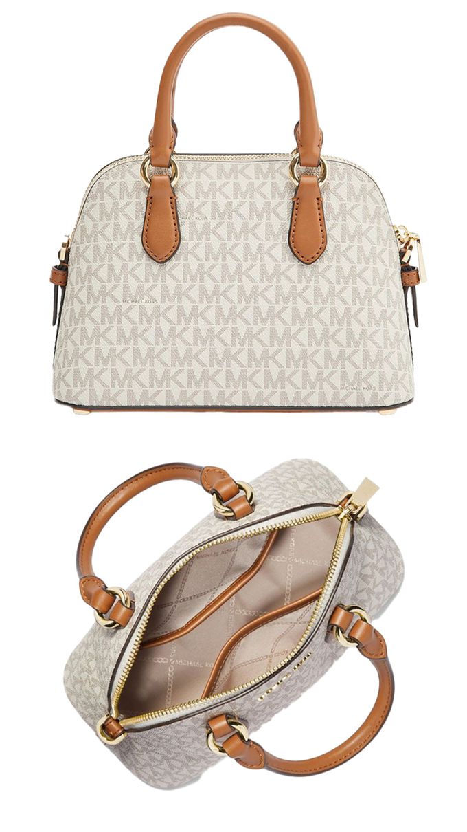 MICHAEL KORS - 滿版LOGO拼接皮革兩用包 (香草白)