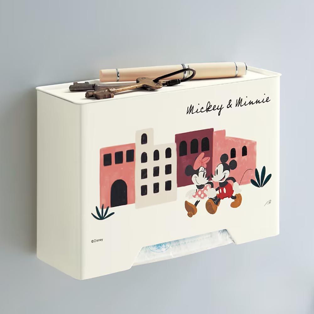 日本千趣會 - 磁吸式 小物置物兼口罩收納盒(可吸附門/冰箱)-米奇與米妮 (約30片)