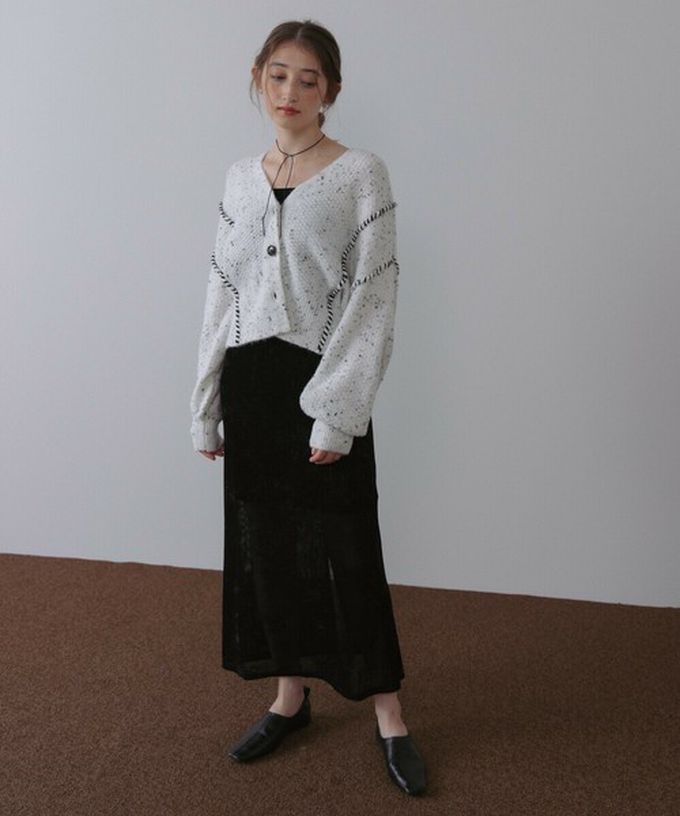 日本 Bab - 縫線感溫暖紋理短版針織外套-卡其沙色