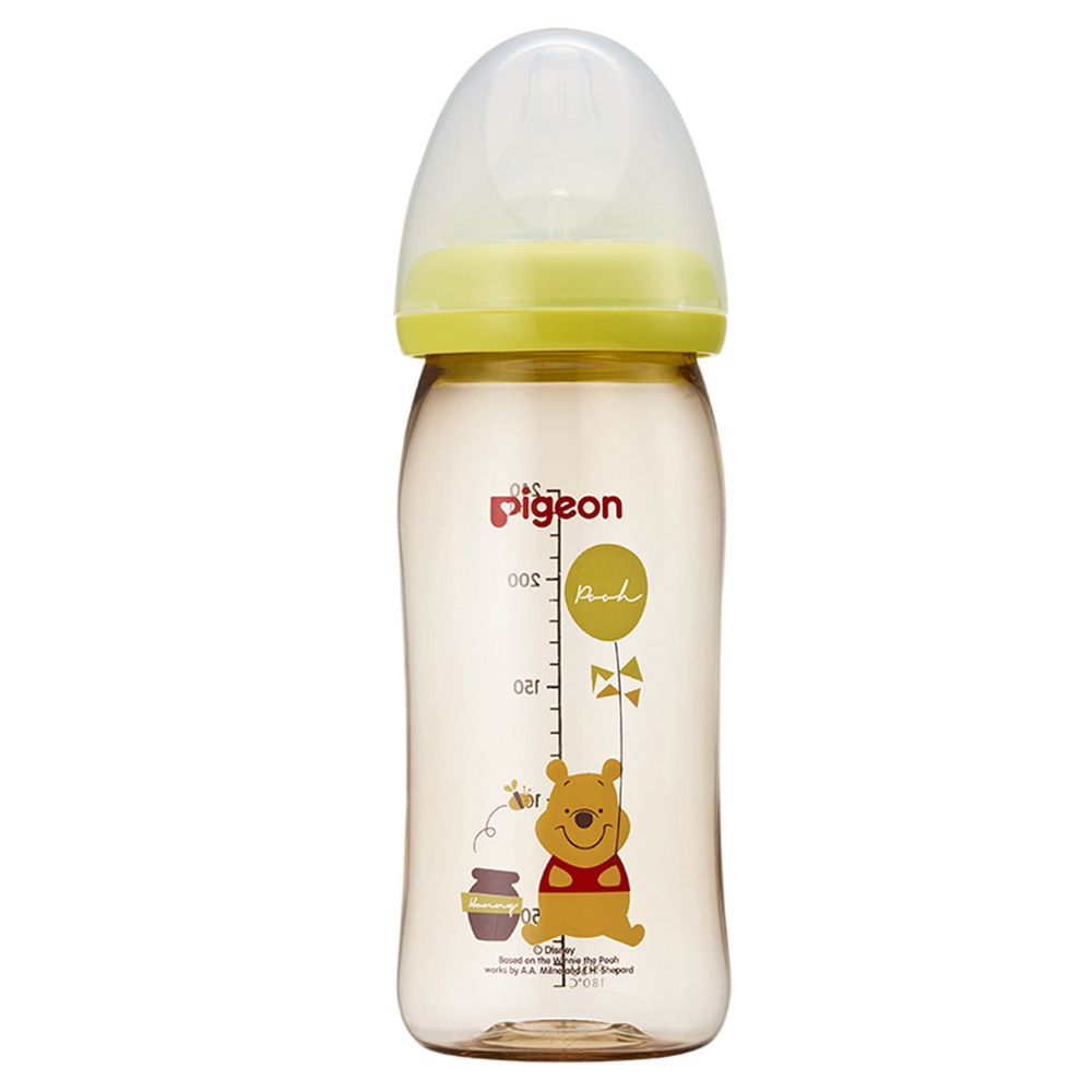 貝親 Pigeon - 迪士尼寬口PPSU奶瓶-維尼-黃色 (240ml)-M號奶嘴 3M以上
