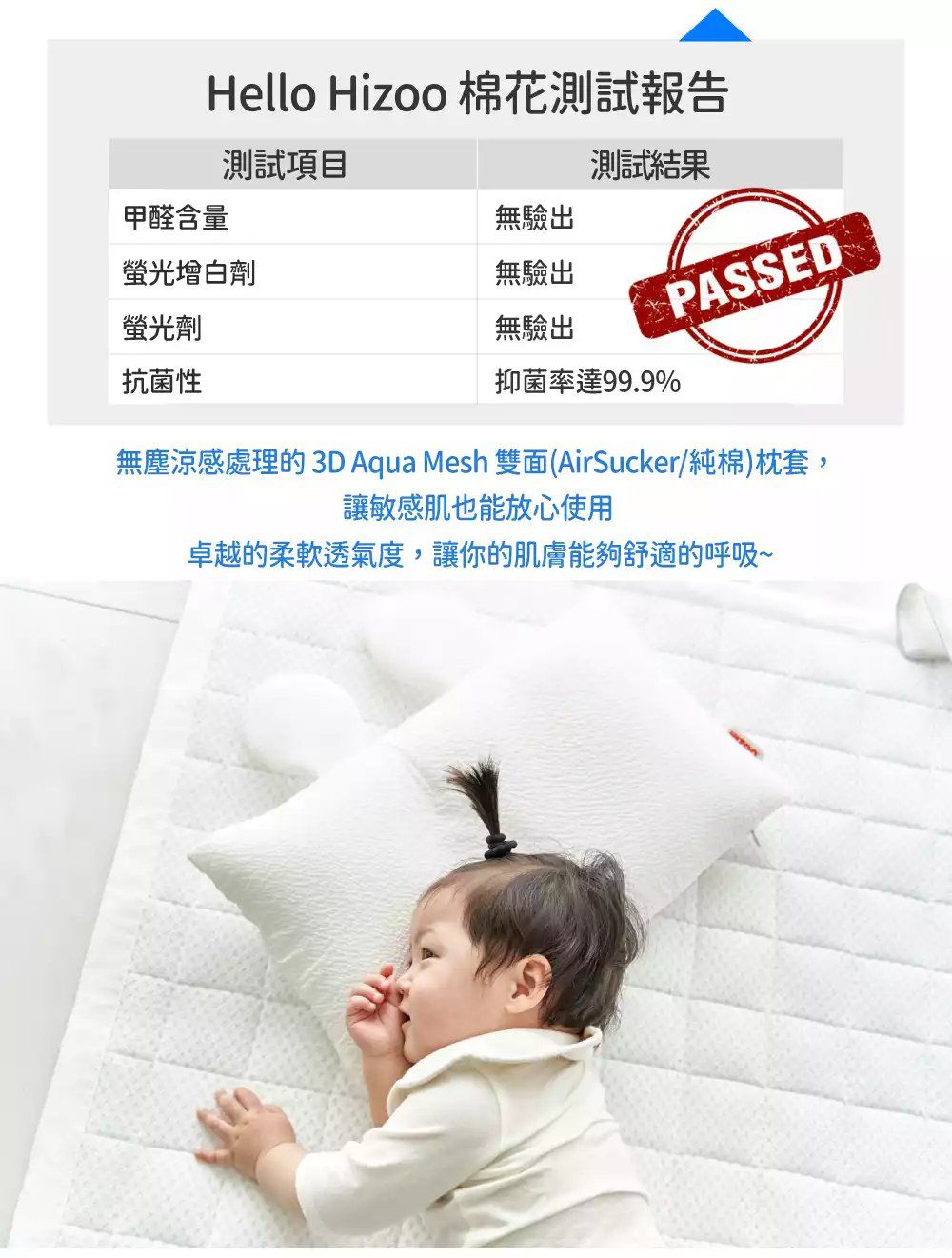 韓國 Hello HiZoo - 3D Aqua Mesh涼感加寬抗菌防蟎雙面枕 (30x70cm)