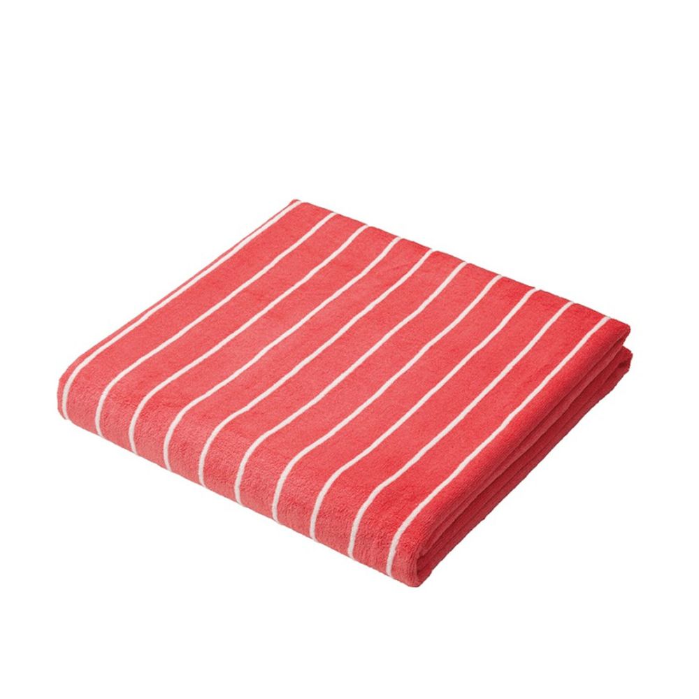 日本 CB JAPAN - 泡泡糖 線條系列超細纖維3倍吸水浴巾-紅底白線 (W1200 X H600mm)