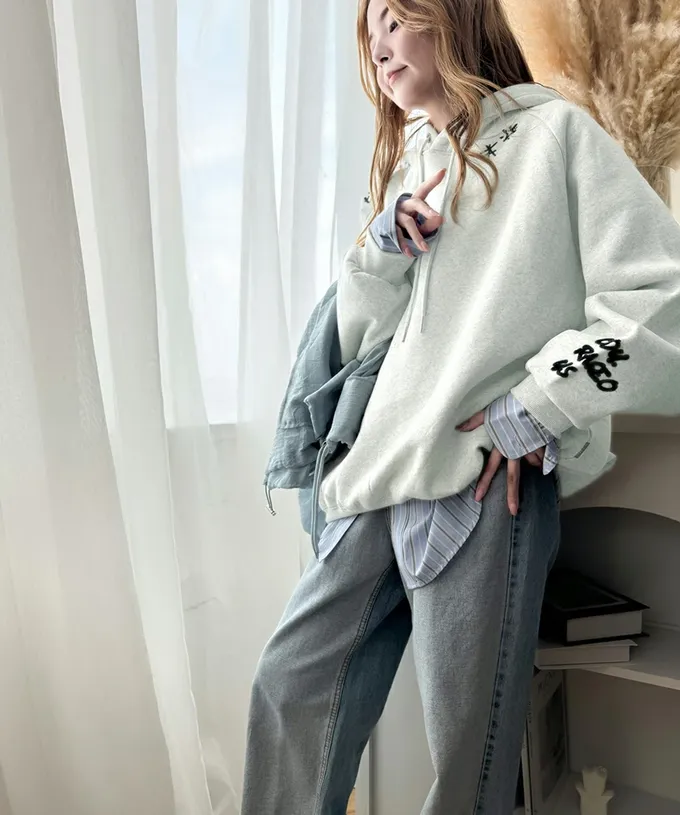 日本 Classical Elf - Java 刺繡logo寬鬆版型帽T-炭灰