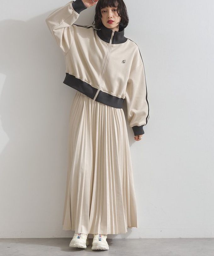 日本 ELENCARE DUE - 麂皮短絨休閒配色運動風夾克-粉紅