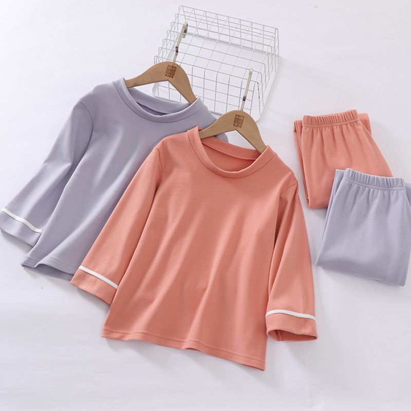 MAMDADKIDS - 雙面絨保暖長袖家居服套裝-橘紅色