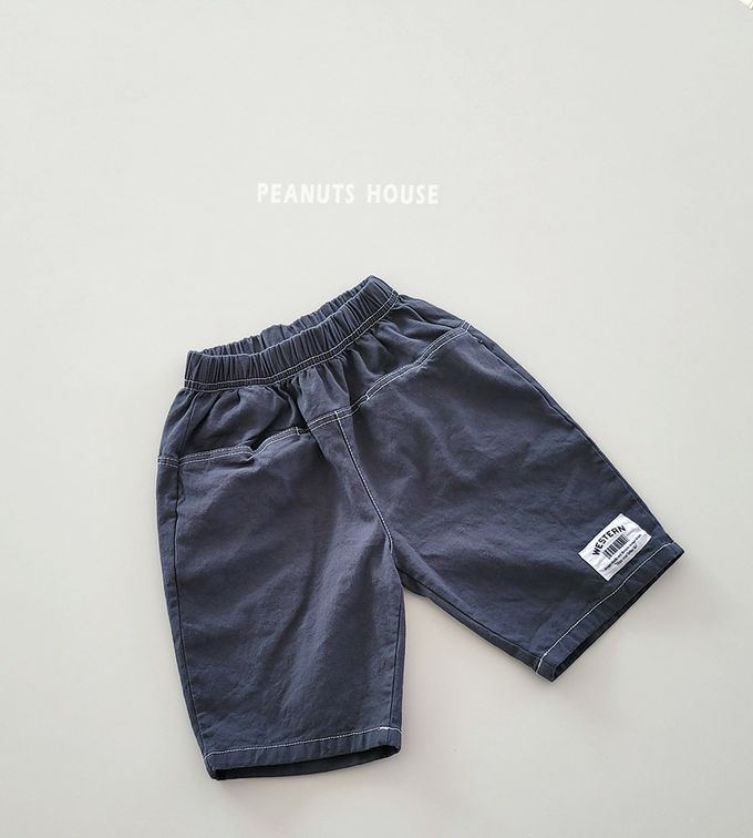 韓國 Peanuts House - 鬆緊腰百搭七分褲-淺藍