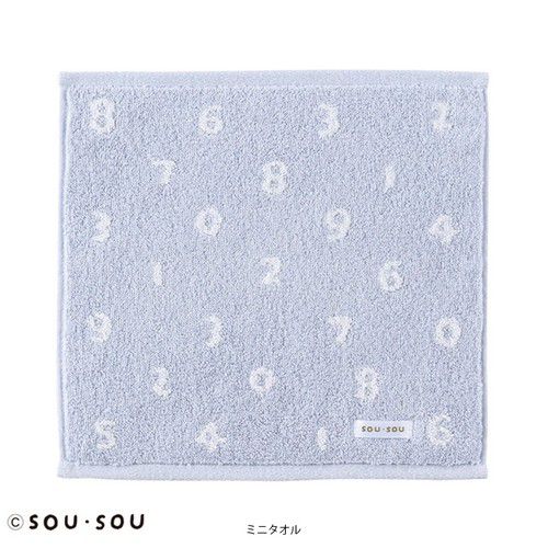日本代購 - 【SOU·SOU】日本製今治純棉手帕(抗菌防臭加工)-數字-藍 (25×25)