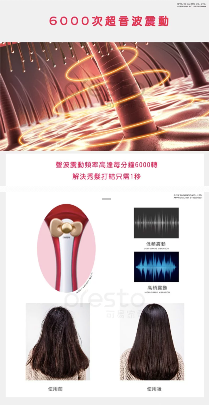 日本 KOIZUMI 小泉成器 - Hello Kitty 音波美髮梳-動物派對-KBE-G838 WE