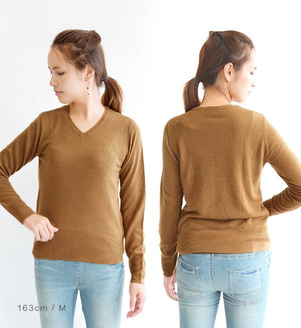 日本 zootie - HEATFUL 吸濕發熱針織Ｖ領上衣-灰杏