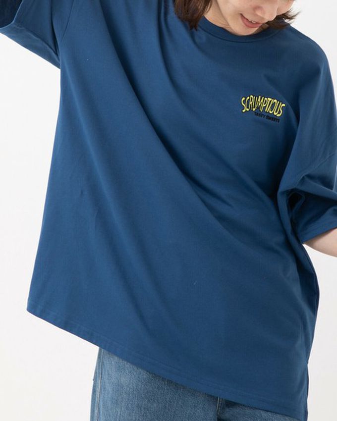 日本 gleam - 美式復古糖果印花寬大風短袖T恤-白