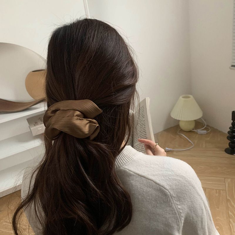 高級紋理皺摺髮圈(小)-米白色