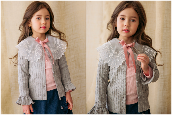 韓國 Merry Kate - 蕾絲透膚領小罩衫/小外套-粉紅