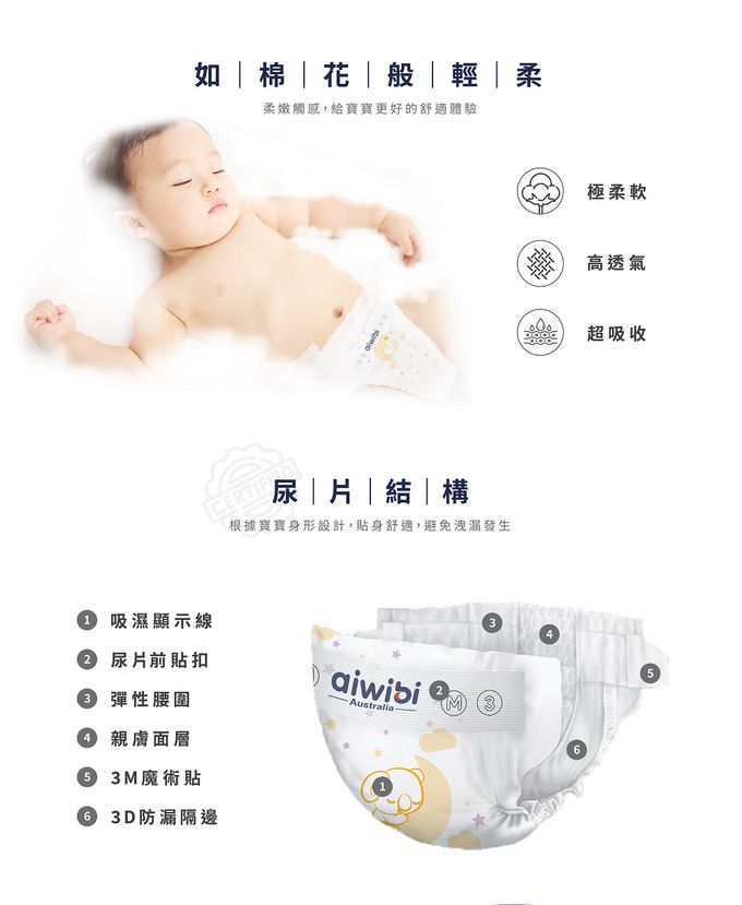 Aiwibi 愛薇彼 - 夜用輕薄紙尿褲 XL 42片x3包