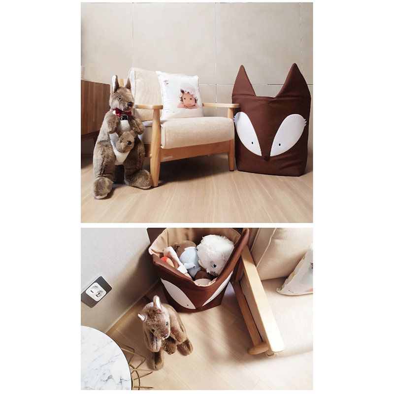 正韓Hello HiZoo - 純手工製動物造型多功能收納籃 (摺疊收納箱/收納桶/置物籃/收納箱)-狐狸