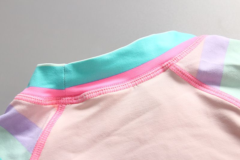 女寶長袖泳裝套裝(附帽子)-LOVE-粉橘色