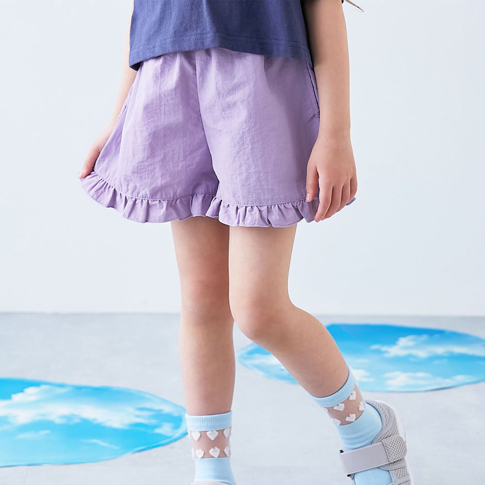 水陸二用 可愛荷葉邊玩水短褲-紫丁香