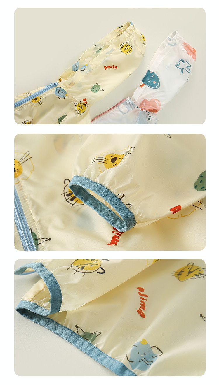 輕薄防風連帽外套-動物樂園-藍色