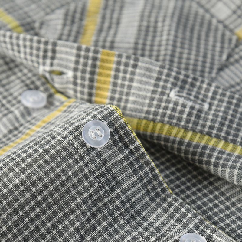 小紳士格紋短袖襯衫套裝-有背帶款-灰+深藍