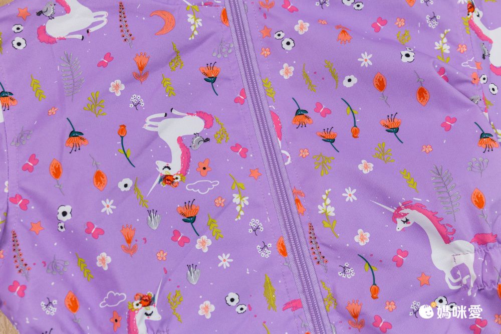 加絨款兒童防潑水衝鋒外套-獨角獸-淺紫色