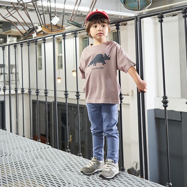 日本 b-ROOM - 100％棉 恐龍印花短袖上衣-翼手龍-深藍