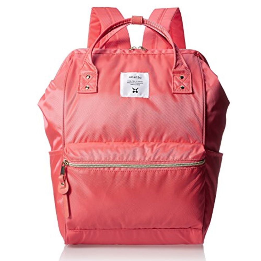 日本 Anello - 日本大開口光澤亮面後背包-Regular大尺寸-SPI桃紅色