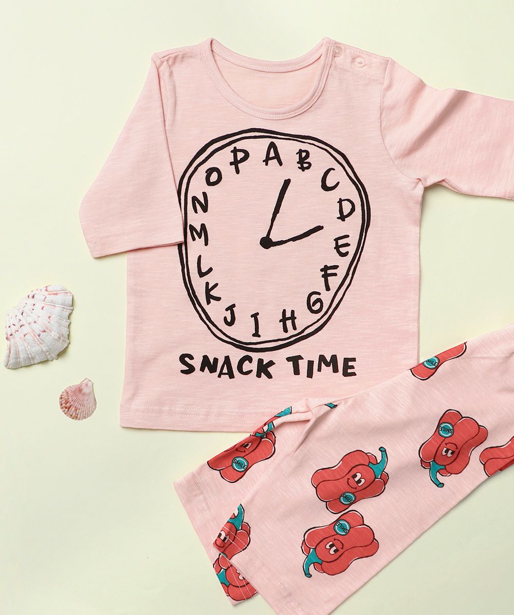 韓國 Mellisse - 韓製莫代爾涼感7分袖家居服-字母時鐘