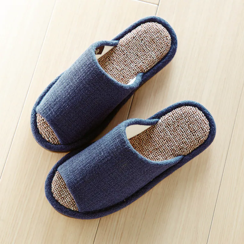 日本千趣會 - 透氣棉麻質感室內拖鞋-黃