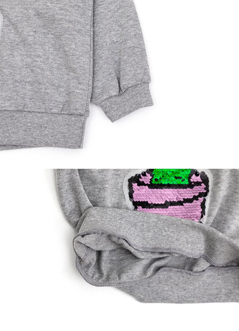 韓國 OZKIZ - 閃亮變色長袖大學T-仙人掌