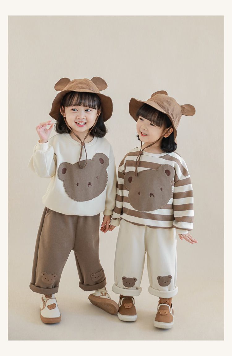 童趣造型吊帶長褲-熊熊小口袋-米白色