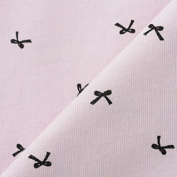 日本 Lycee mine - 100%棉 浪漫荷葉肩滿版印花長袖上衣-蝴蝶結-淺灰藍