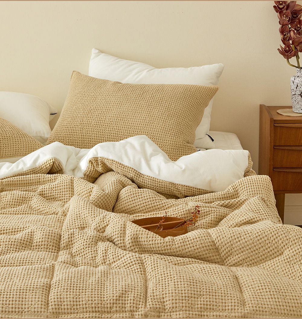 韓國 Maatila - 可水洗天絲莫代爾鬆餅棉被-花生