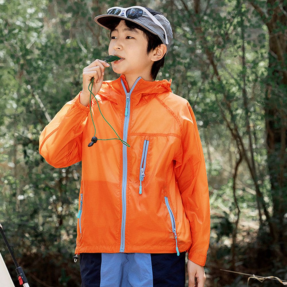 UPF50+原紗防曬連帽外套-加大帽簷-橘色