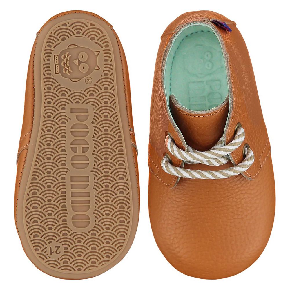 英國 POCO NIDO - 皇室手工真皮學步鞋-經典沙漠靴-餅乾色