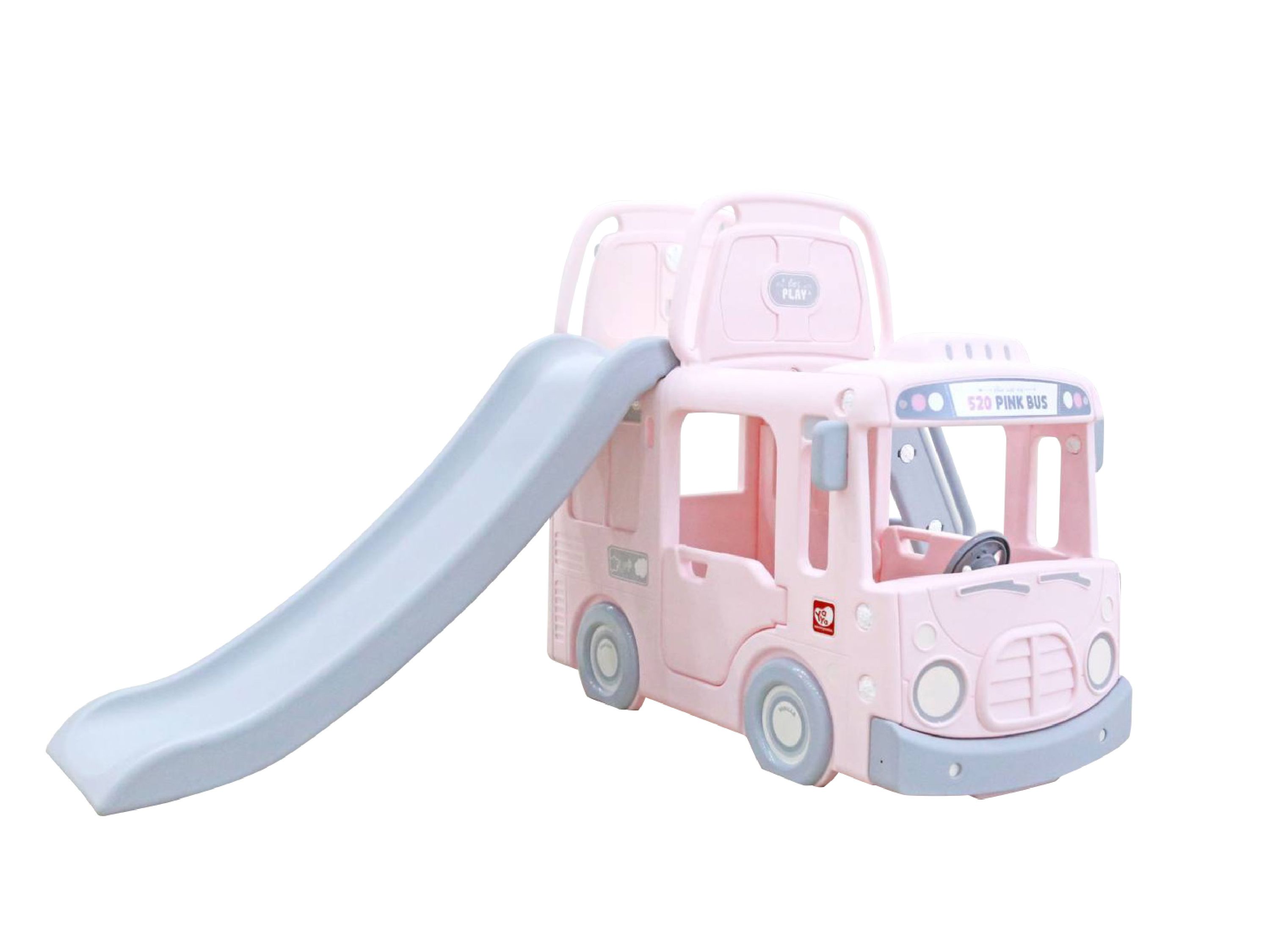 韓國 YAYA - 聲光3合1校車溜滑梯(櫻花粉) (200x115x105cm)