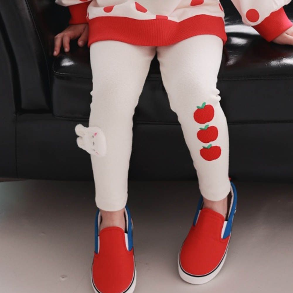 Coco rabbit 鬆緊腰彈力內搭褲-兔子X蘋果-米