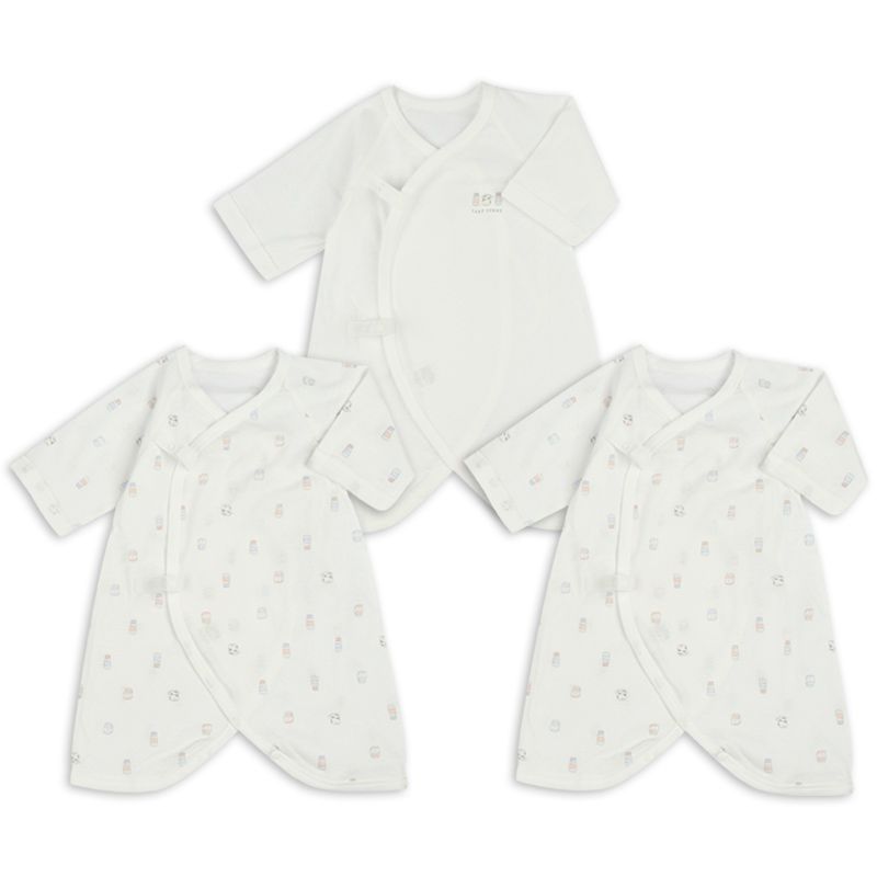 akachan honpo - 新生兒長袖內衣6件組-按扣 牛奶罐-米白色 (肚衣:50cm蝴蝶裝:50~60cm)