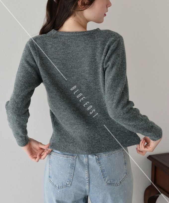 日本 BLUE EAST - 愛心蝴蝶結扣成熟甜美針織開襟衫-黑 (M)