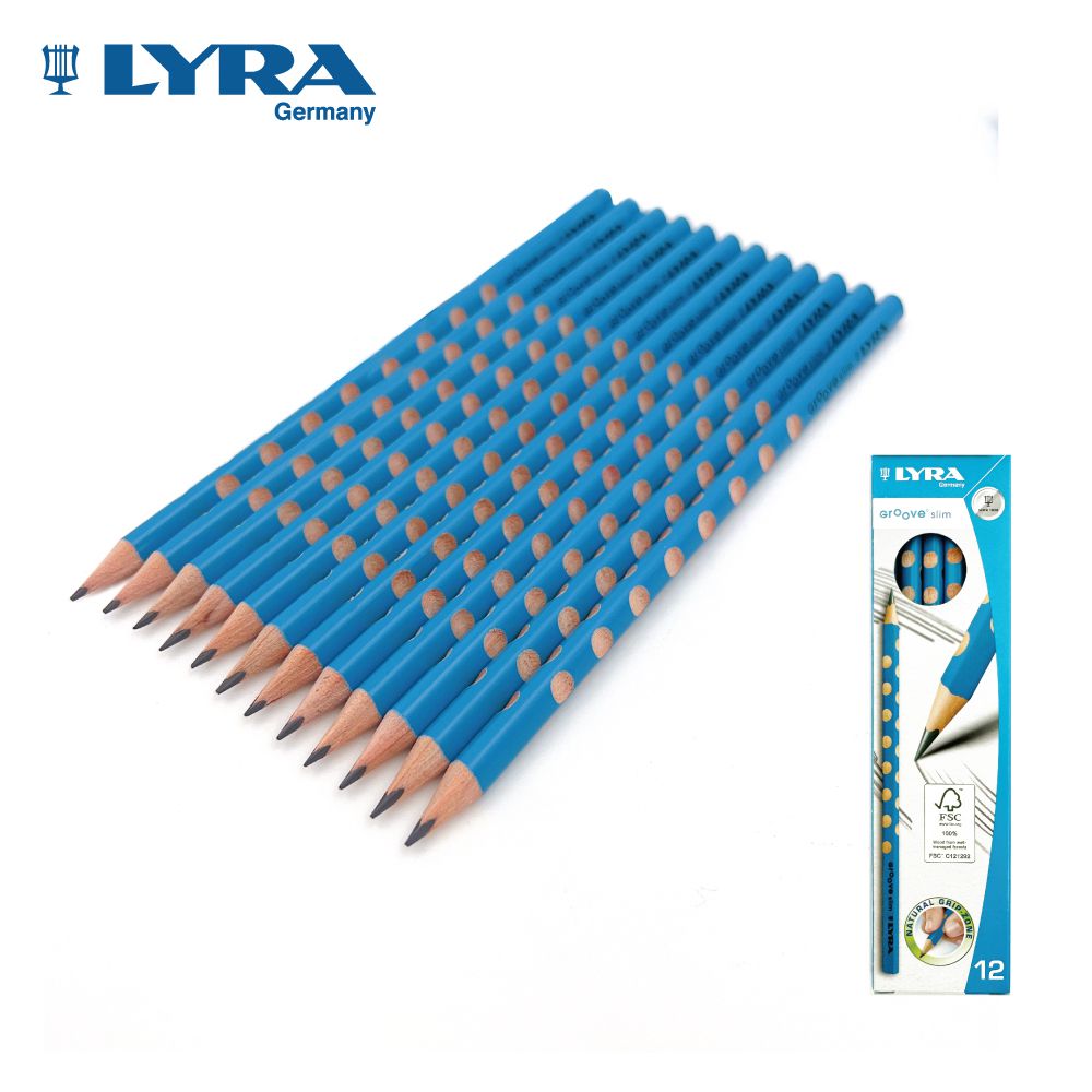 德國LYRA - GROOVE三角洞洞鉛筆(細)12入-(2組)-土耳其藍-筆芯-HB