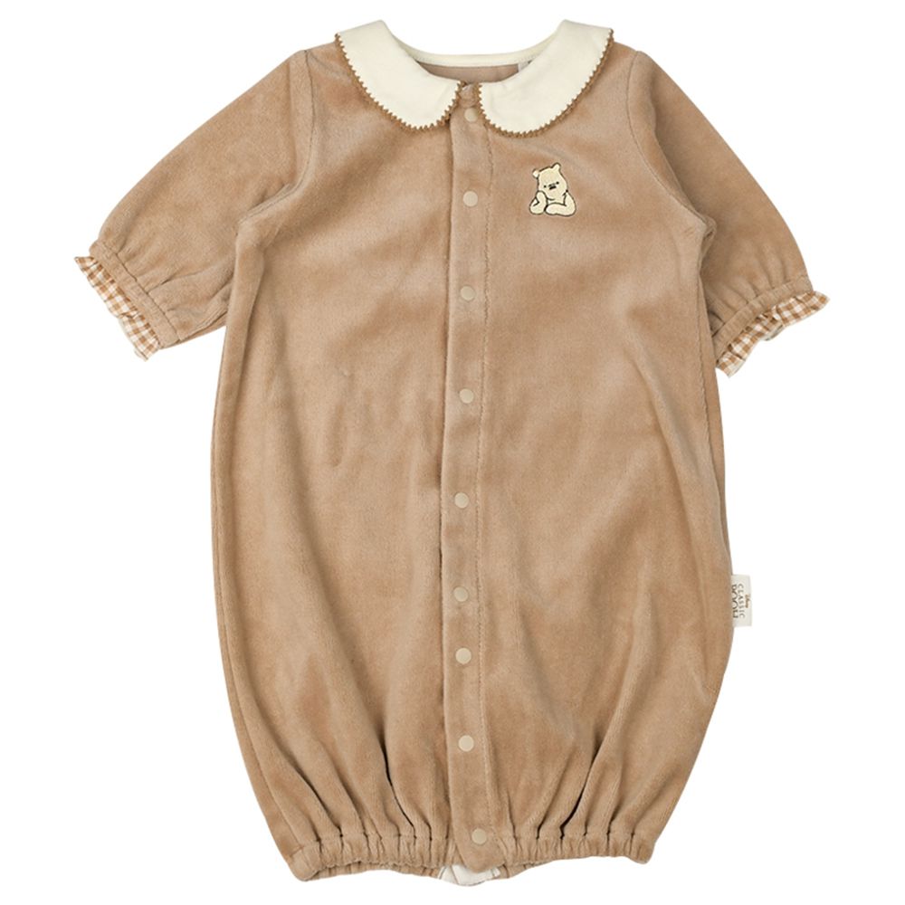 長袖有領連身-小熊維尼-淺卡其色 (50~60cm)