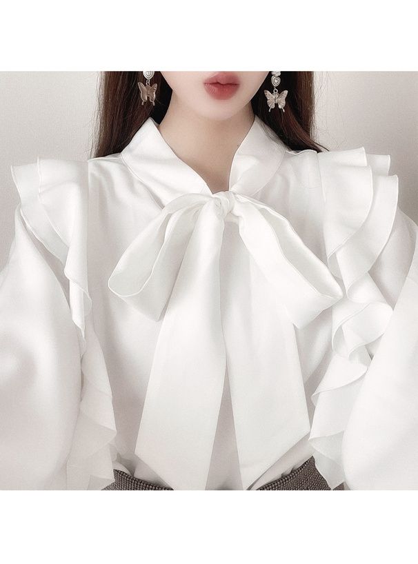 日本 GRL - 華麗扭結氣球袖上衣-淺粉 (F)