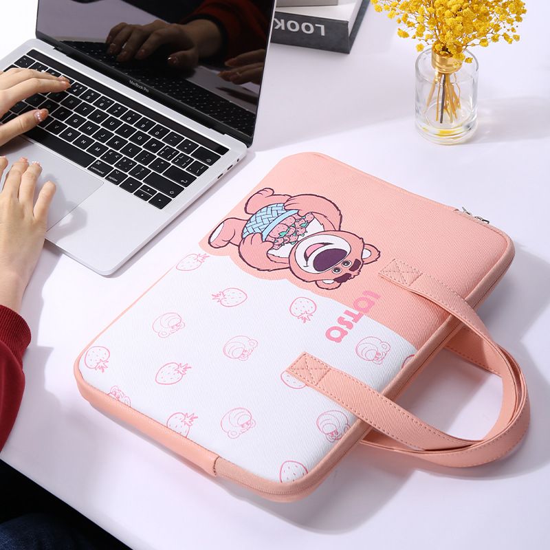 迪士尼手提電腦包-熊抱哥-粉+白