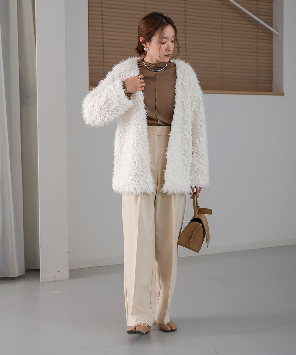 日本 Bab - 蓬鬆存在感絨毛開襟外套-淺粉紅