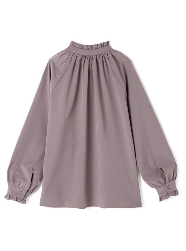 日本 GRL - 荷葉立領雪紡長袖襯衫-天使白