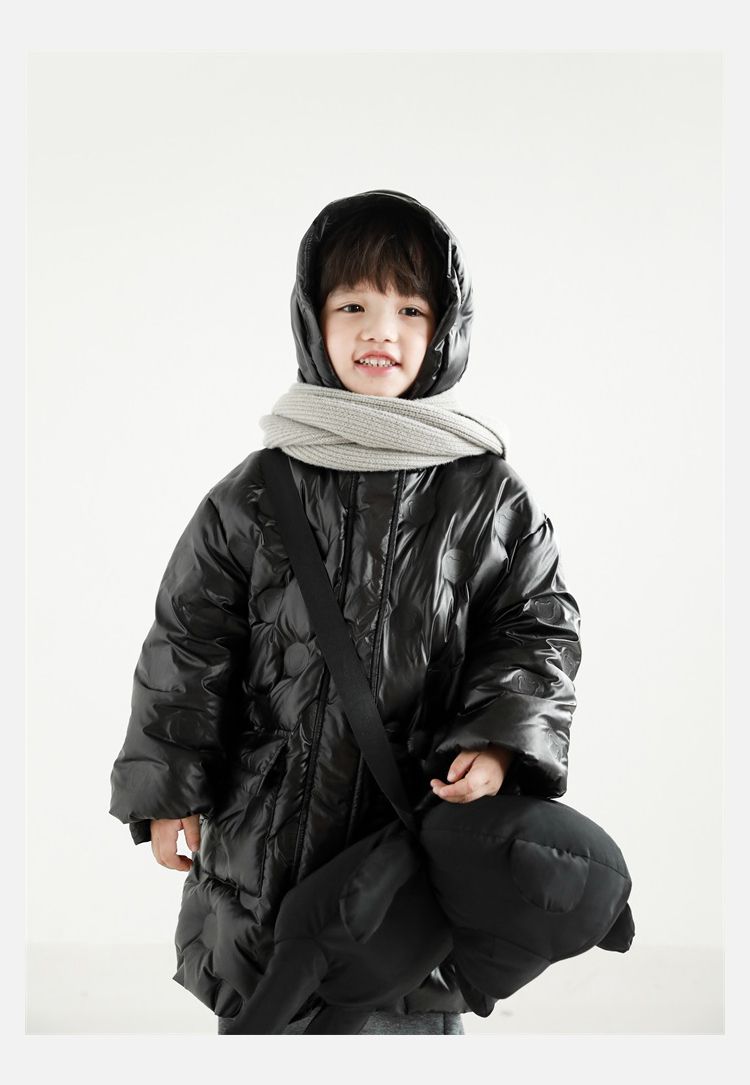 TONGMO - (90%鴨絨)可拆卸太空感立領羽絨外套-熊熊-米白色