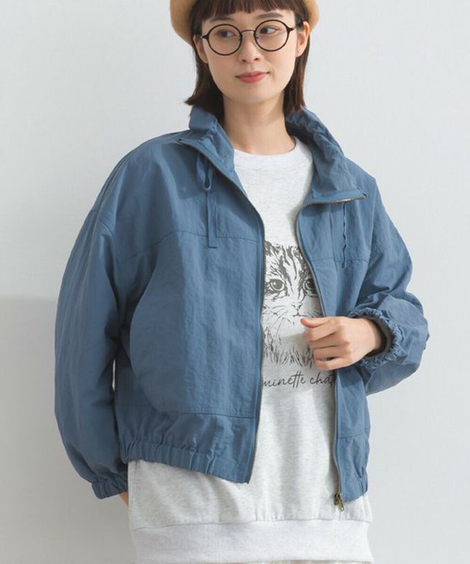 日本 Lupilien - 輕盈俏麗特色領尼龍短版薄外套-軍綠