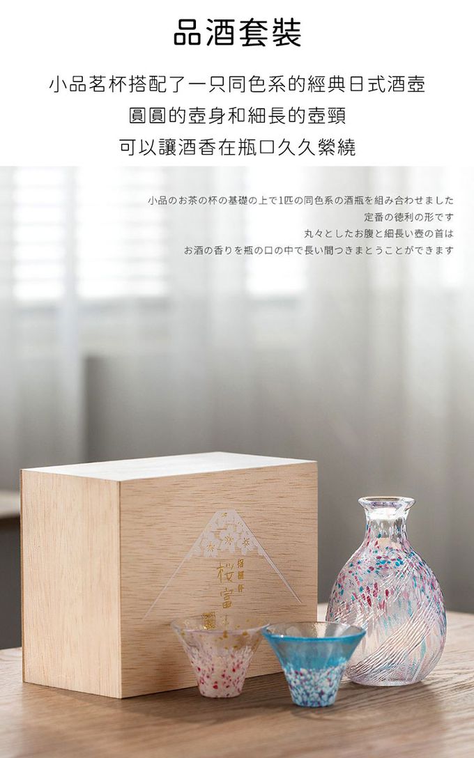 TOYO-SASAKI GLASS 東洋佐佐木 - 日本製 櫻系列富士山日式清酒酒杯套組