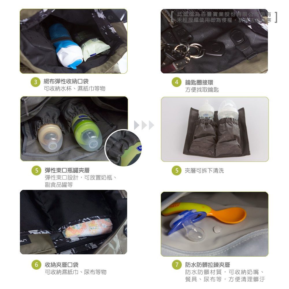 德國 Lassig - 法式時尚大托特媽媽包-橄欖綠-含尿布墊+推車掛勾+保溫瓶收納包