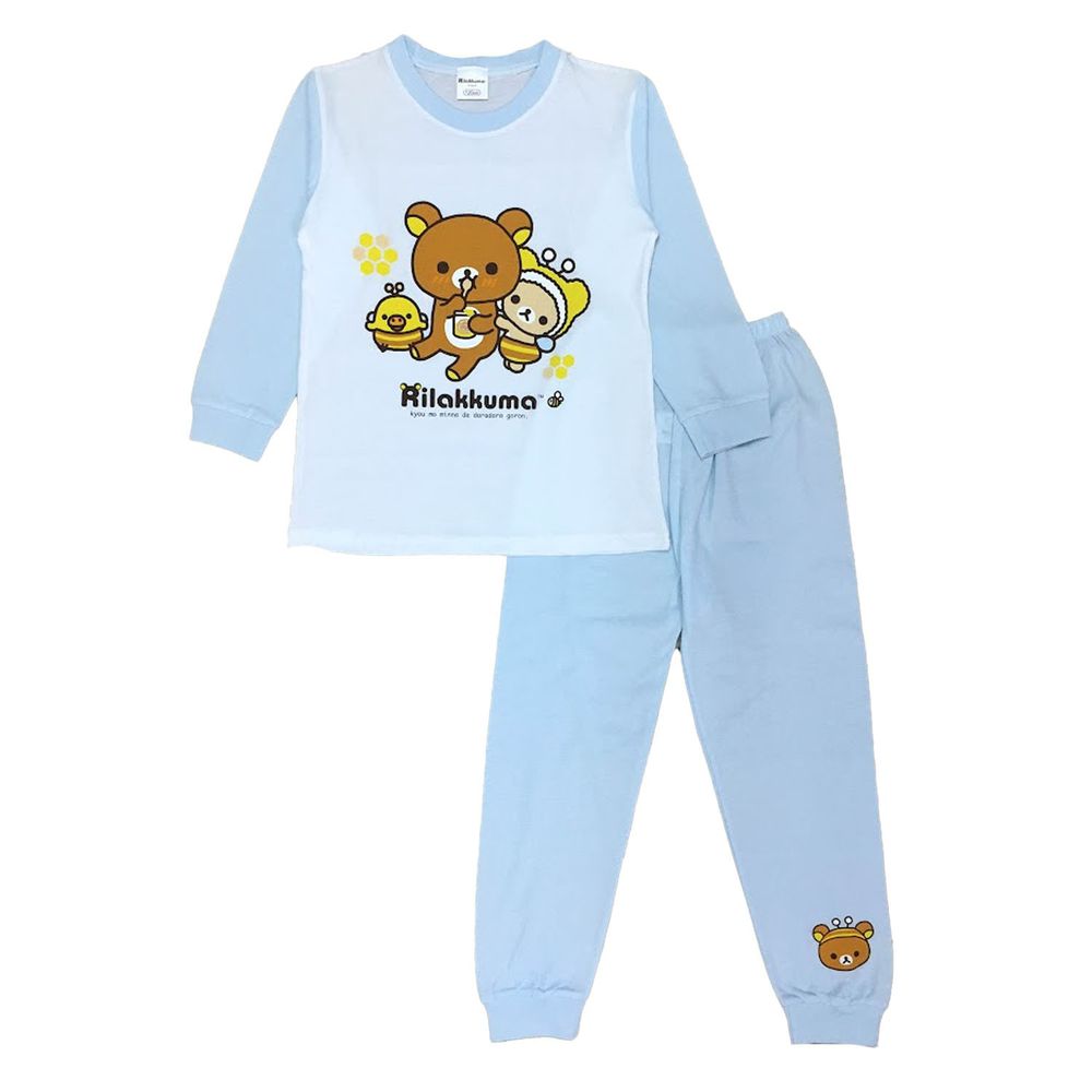 拉拉熊 - 100%純棉兒童長袖薄睡衣套裝-藍